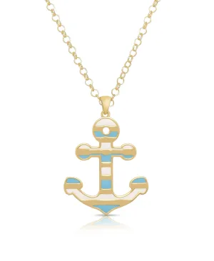 Anchor Pendant (Blue and White Stripes)