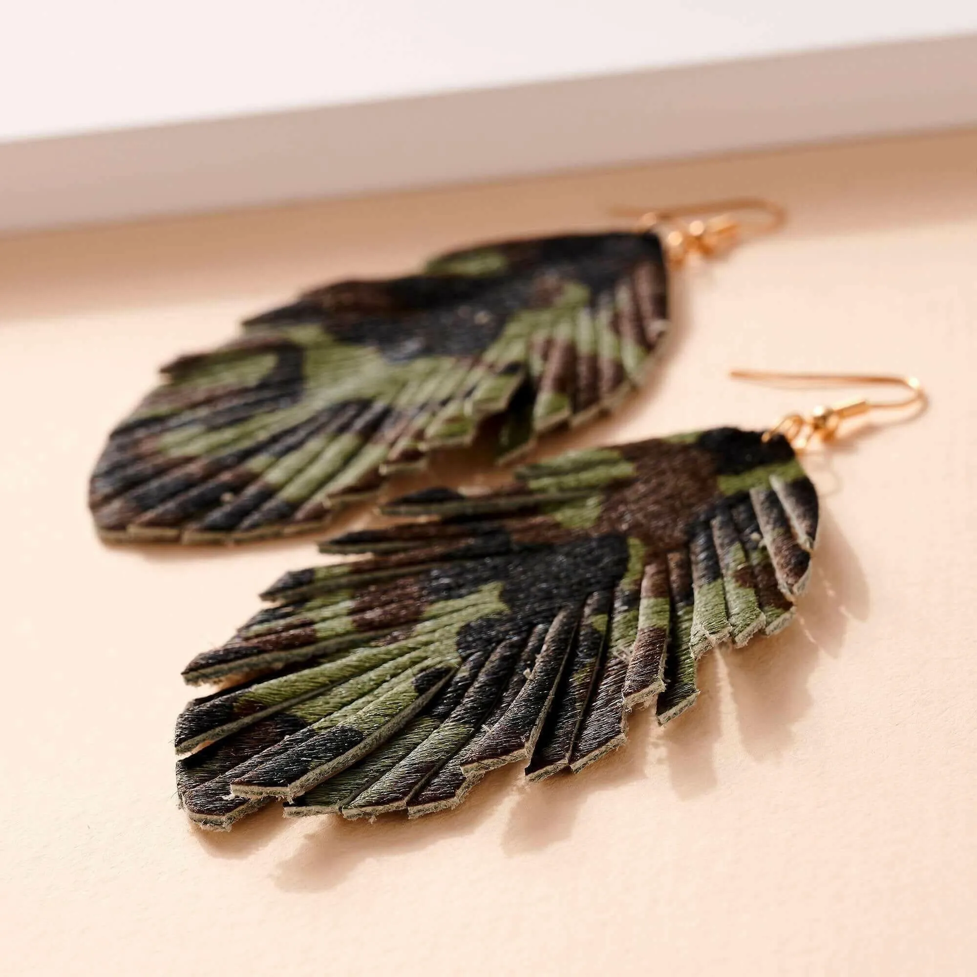 Animal Print Feather Dangling Earrings