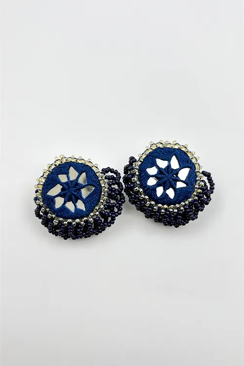 Antarang- Neel Ratna (Blue), Bead Jumki Earing,  100% Cotton.  Hand Made By Divyang Rural Women.