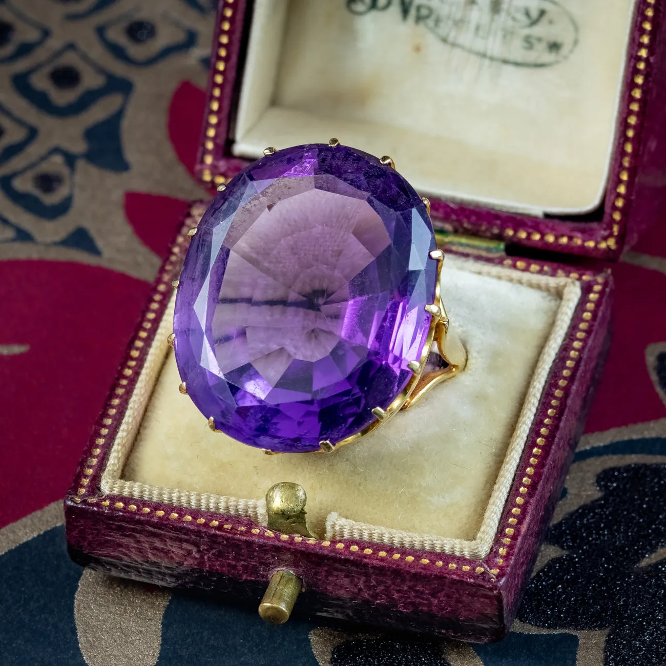 Antique Victorian Amethyst Cocktail Ring 42ct Amethyst