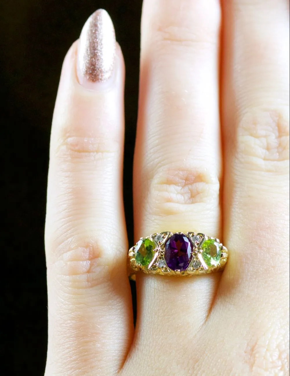 Antique Victorian Suffragette Ring 0.75Ct Amethyst 18Ct Gold Circa 1900