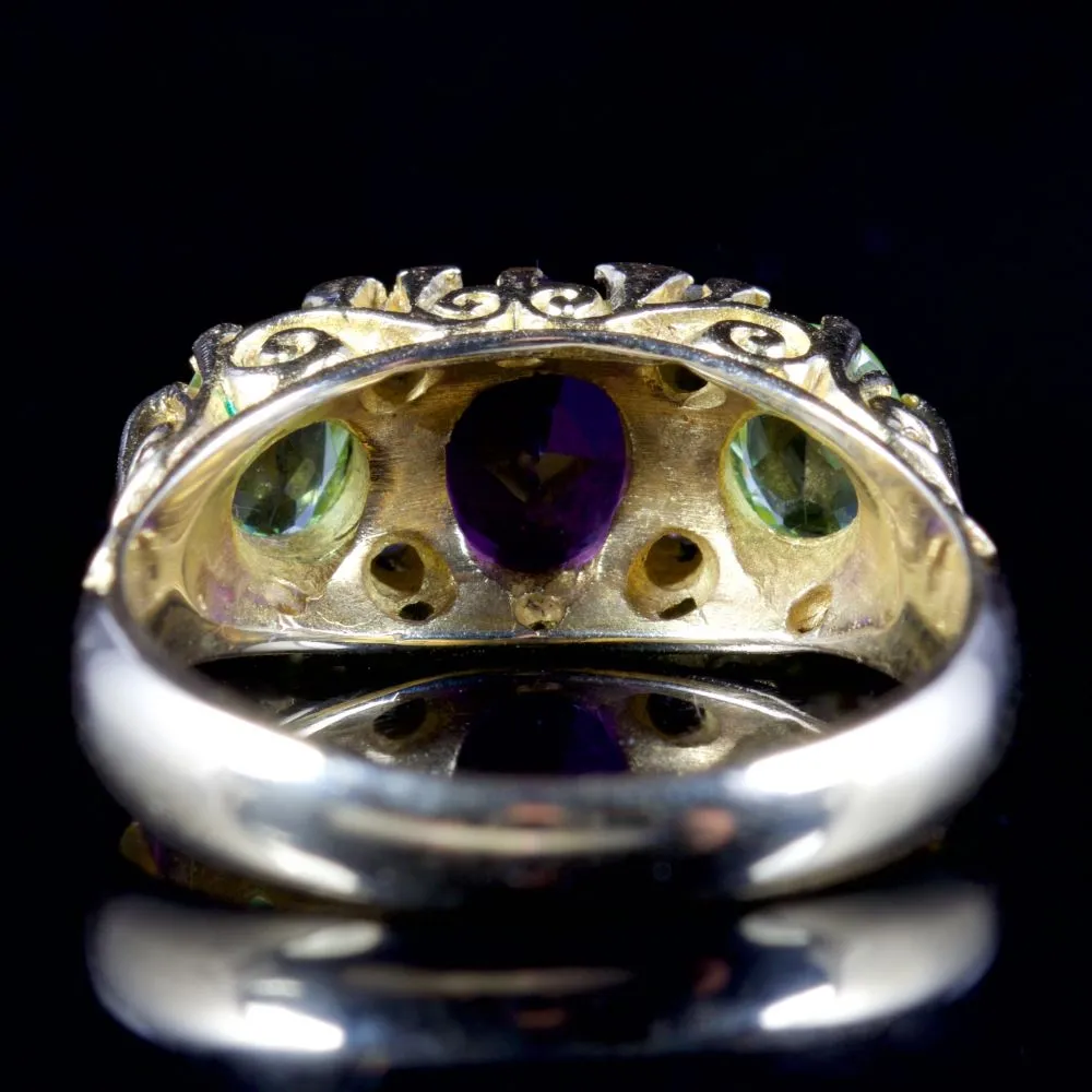 Antique Victorian Suffragette Ring 0.75Ct Amethyst 18Ct Gold Circa 1900