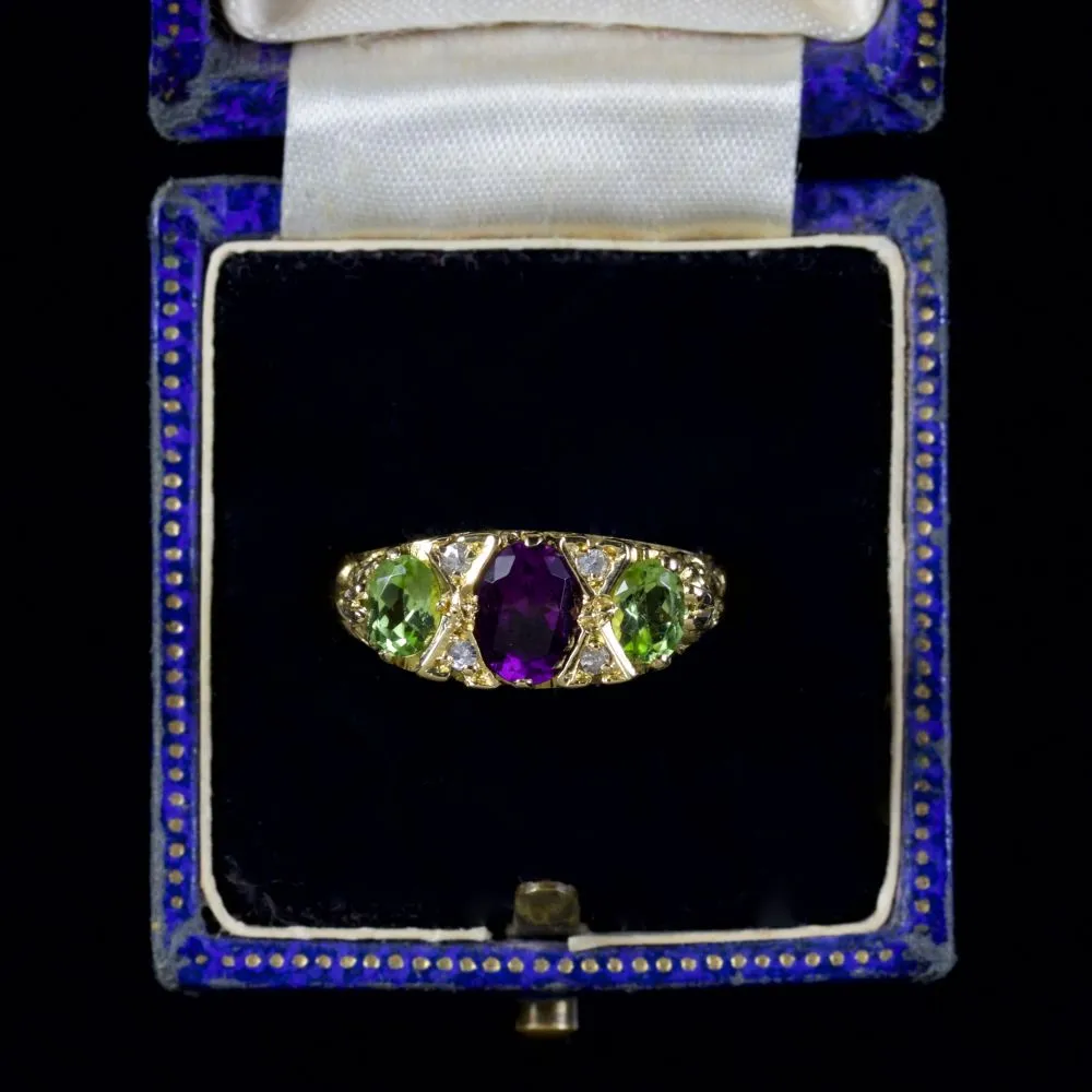 Antique Victorian Suffragette Ring 0.75Ct Amethyst 18Ct Gold Circa 1900