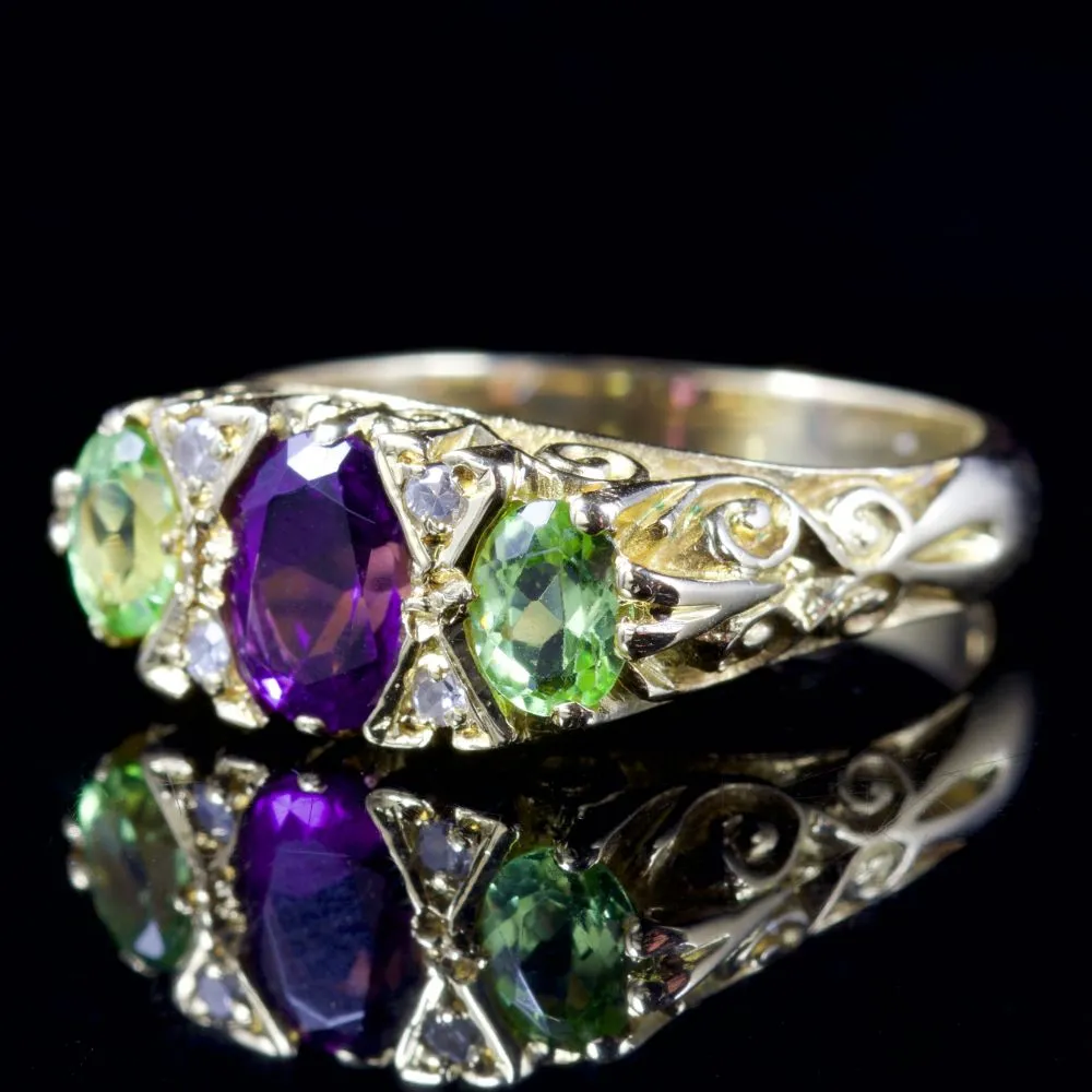 Antique Victorian Suffragette Ring 0.75Ct Amethyst 18Ct Gold Circa 1900