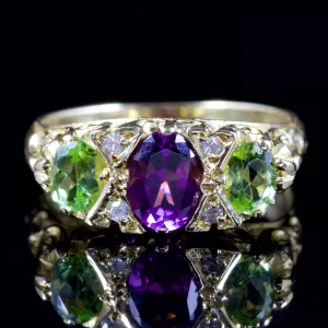 Antique Victorian Suffragette Ring 0.75Ct Amethyst 18Ct Gold Circa 1900