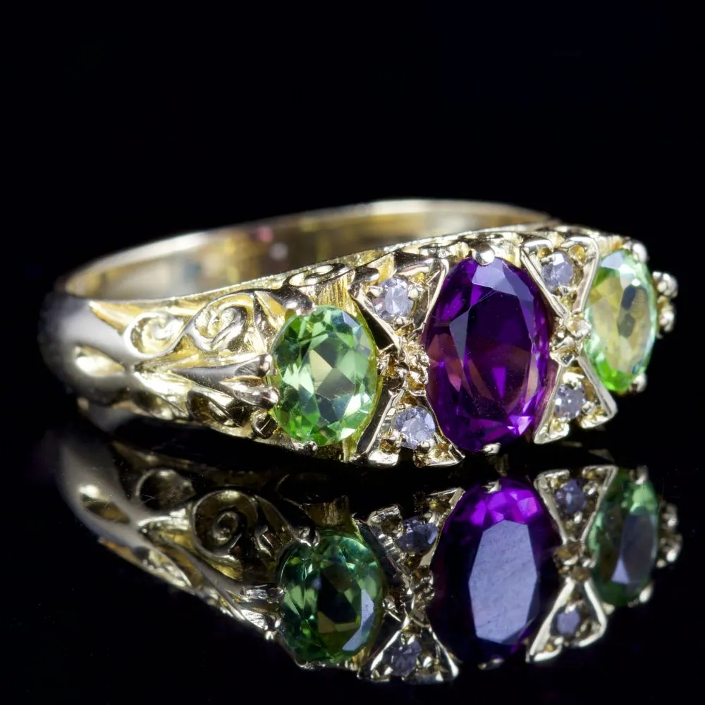 Antique Victorian Suffragette Ring 0.75Ct Amethyst 18Ct Gold Circa 1900