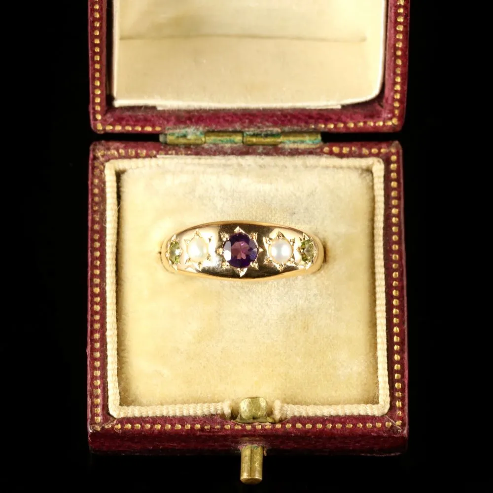 Antique Victorian Suffragette Ring Gypsy Set Circa 1900