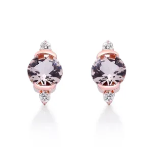 Arya 14K Rose Gold Round-Cut Madagascar Morganite Earrings