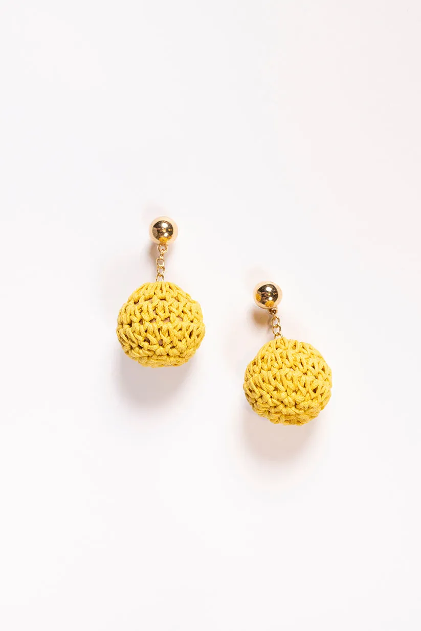 Beaded Drop Earrings in Yellow