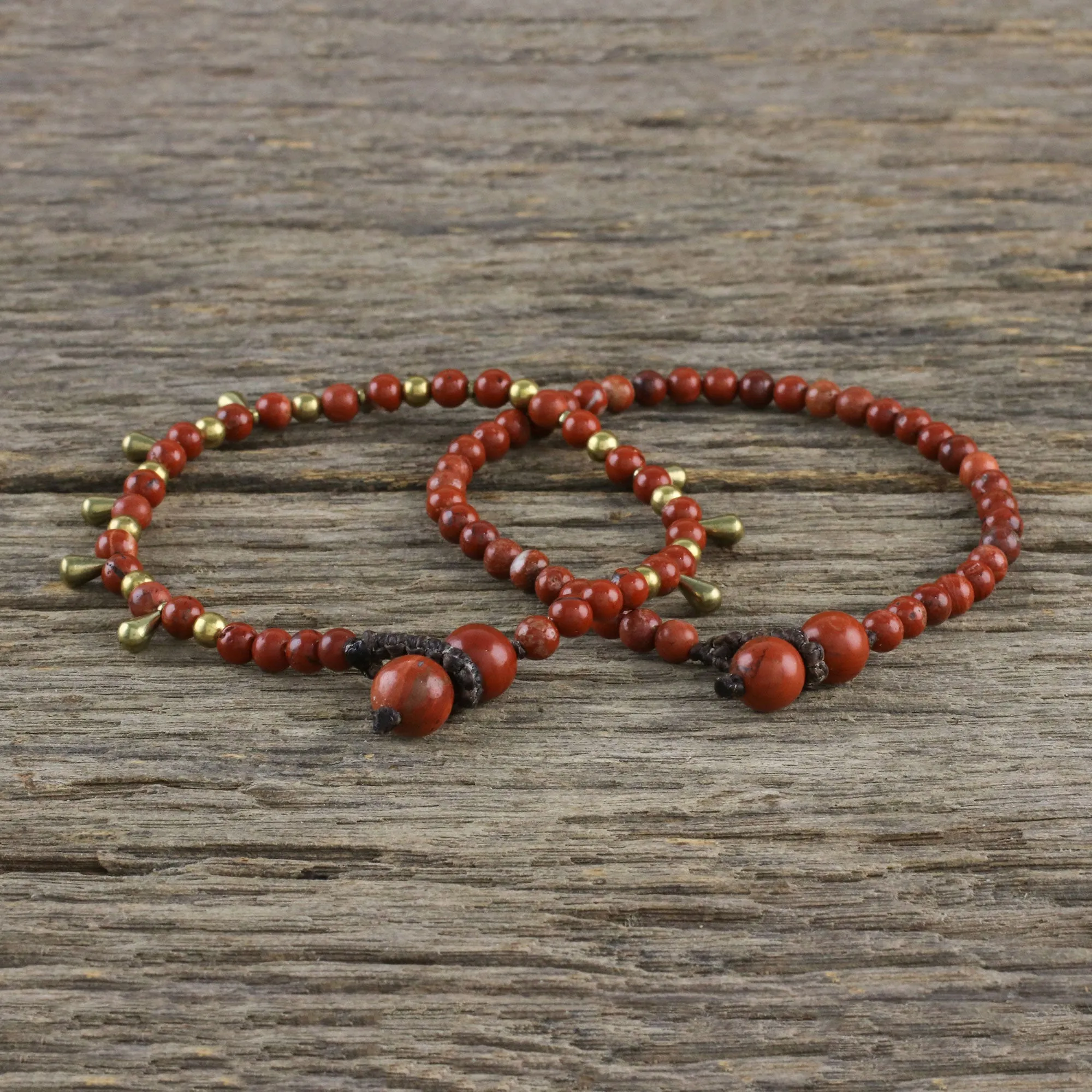 Beautiful Forever Jasper Beaded Bracelets from Thailand (Pair)