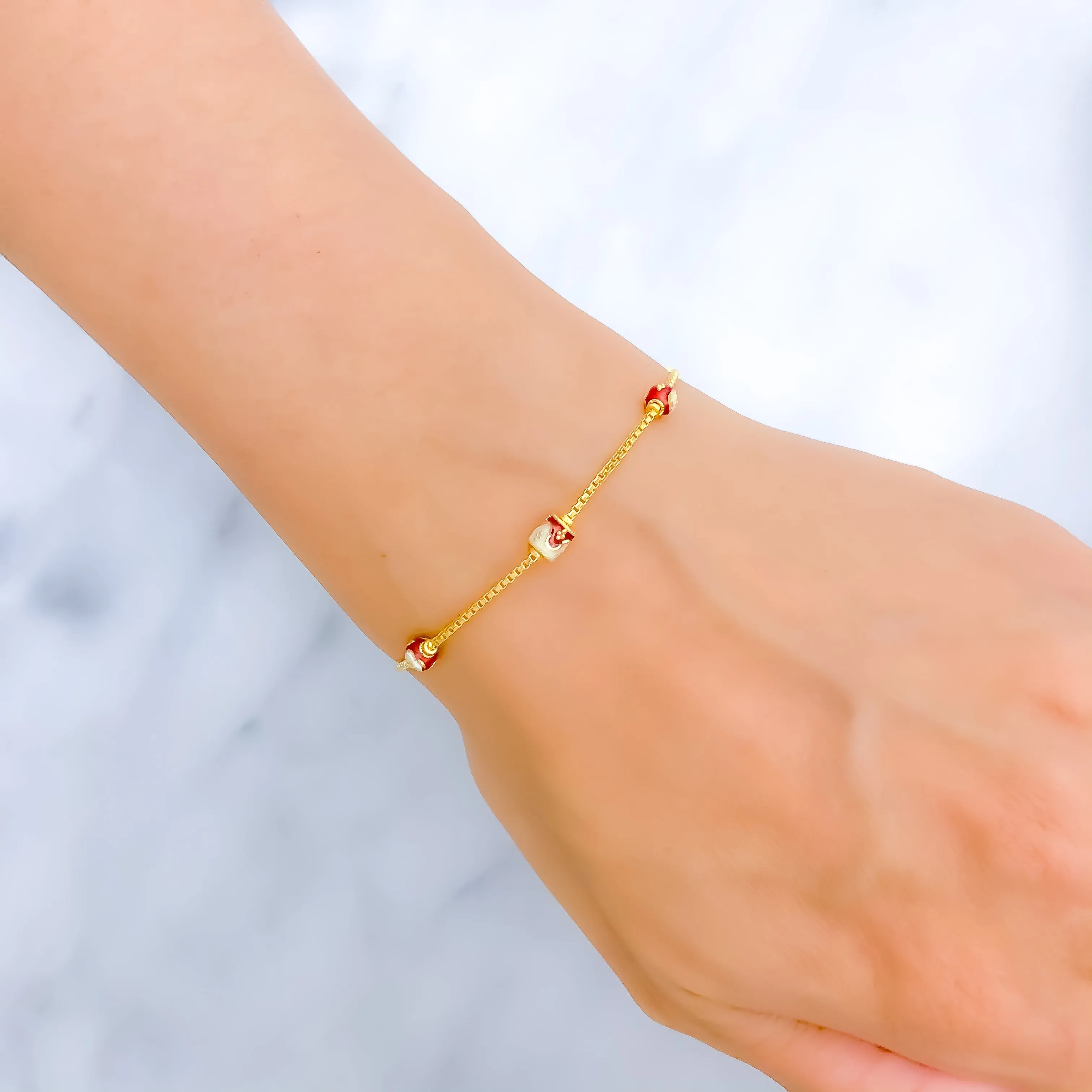 Beautiful Meena Barrel 22k Gold Bracelet