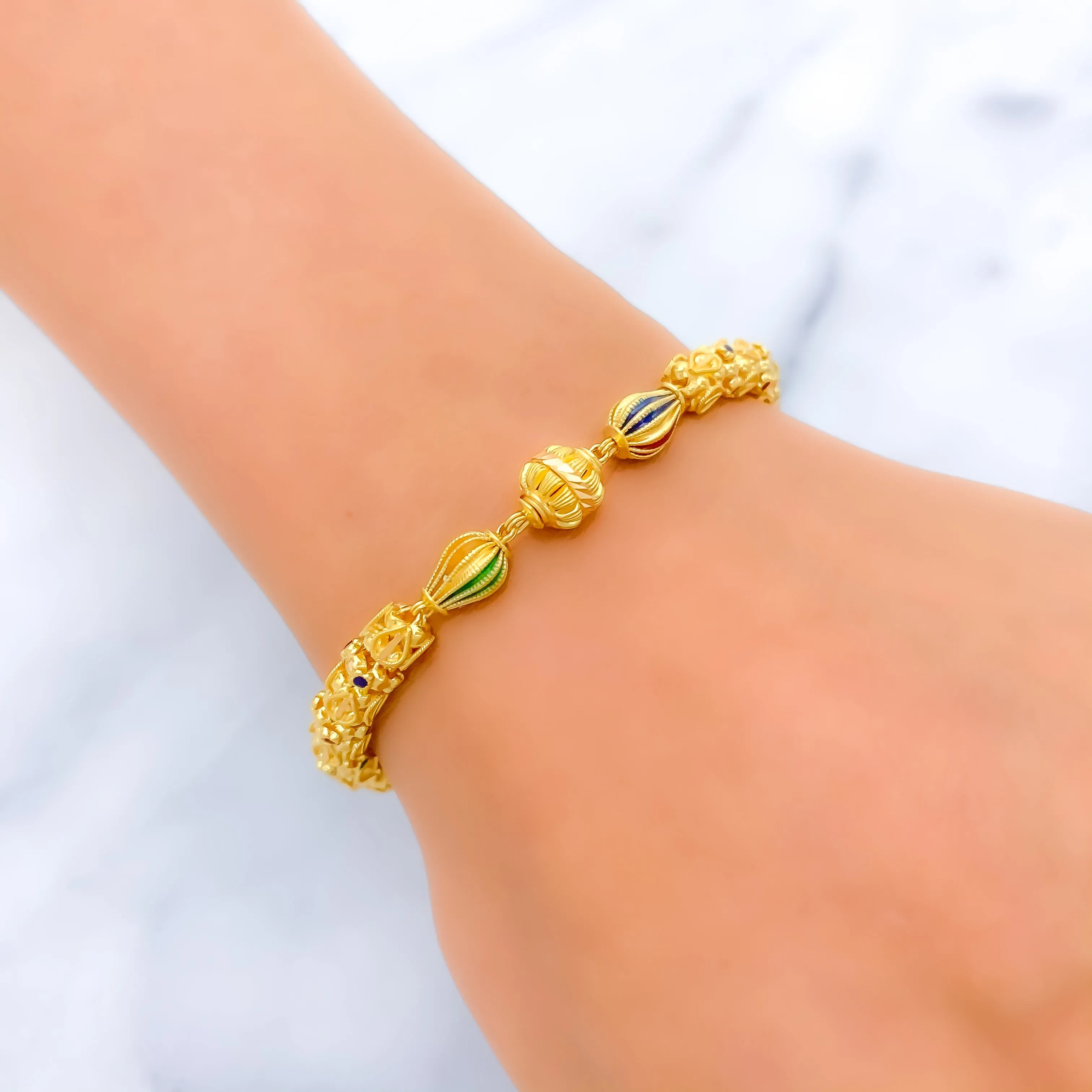 Beautiful Mulit-Color 22k Gold Bracelet