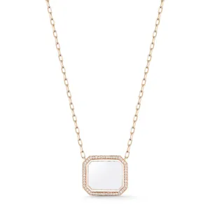 Bell Diamond & Rock Crystal Rectangular Pendant Necklace