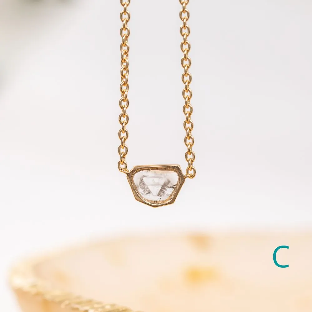 Bezel Set Diamond Slice Necklaces in 14k Yellow Gold