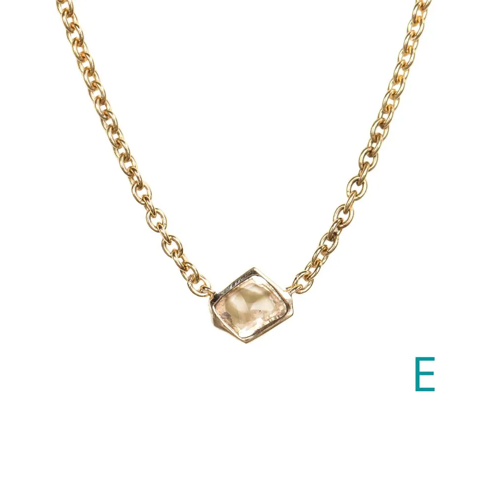 Bezel Set Diamond Slice Necklaces in 14k Yellow Gold