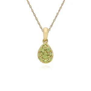 Birnenförmiger Peridot Trauben Anhänger in 9ct Gelb Gold