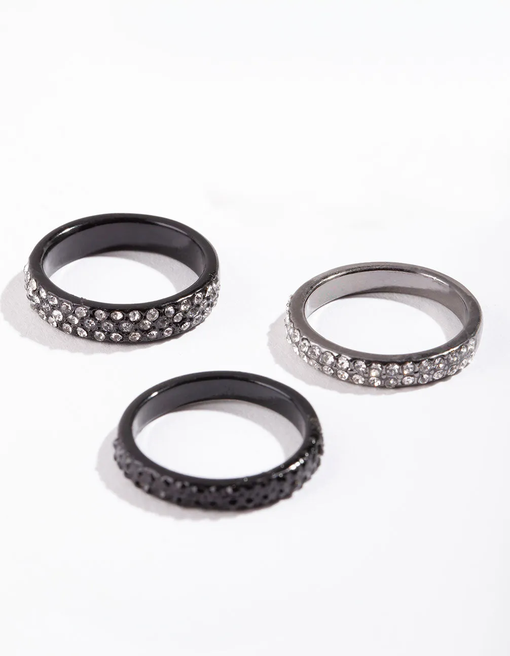 Black Diamante Ring Stack