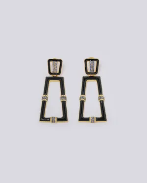 Black Enamel Chess Earrings