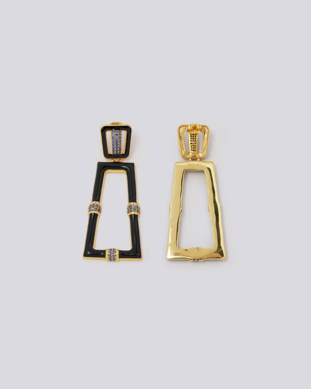 Black Enamel Chess Earrings