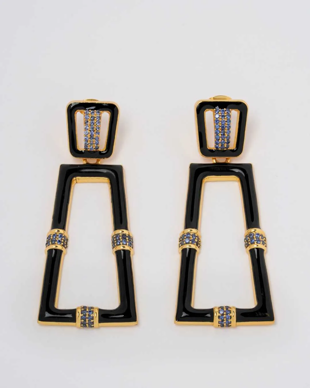 Black Enamel Chess Earrings