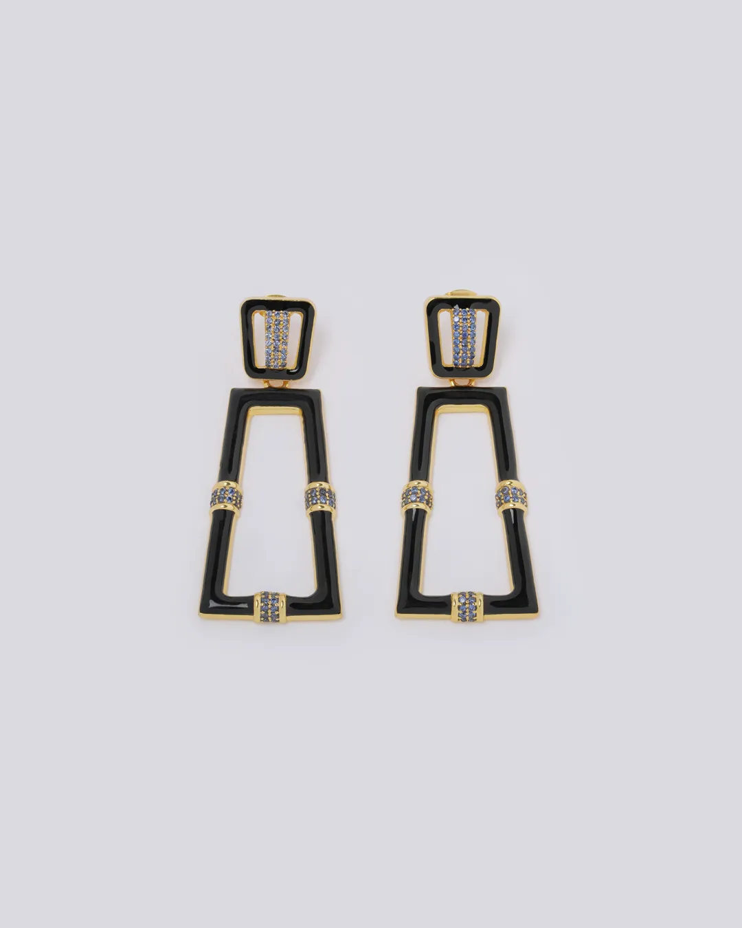 Black Enamel Chess Earrings