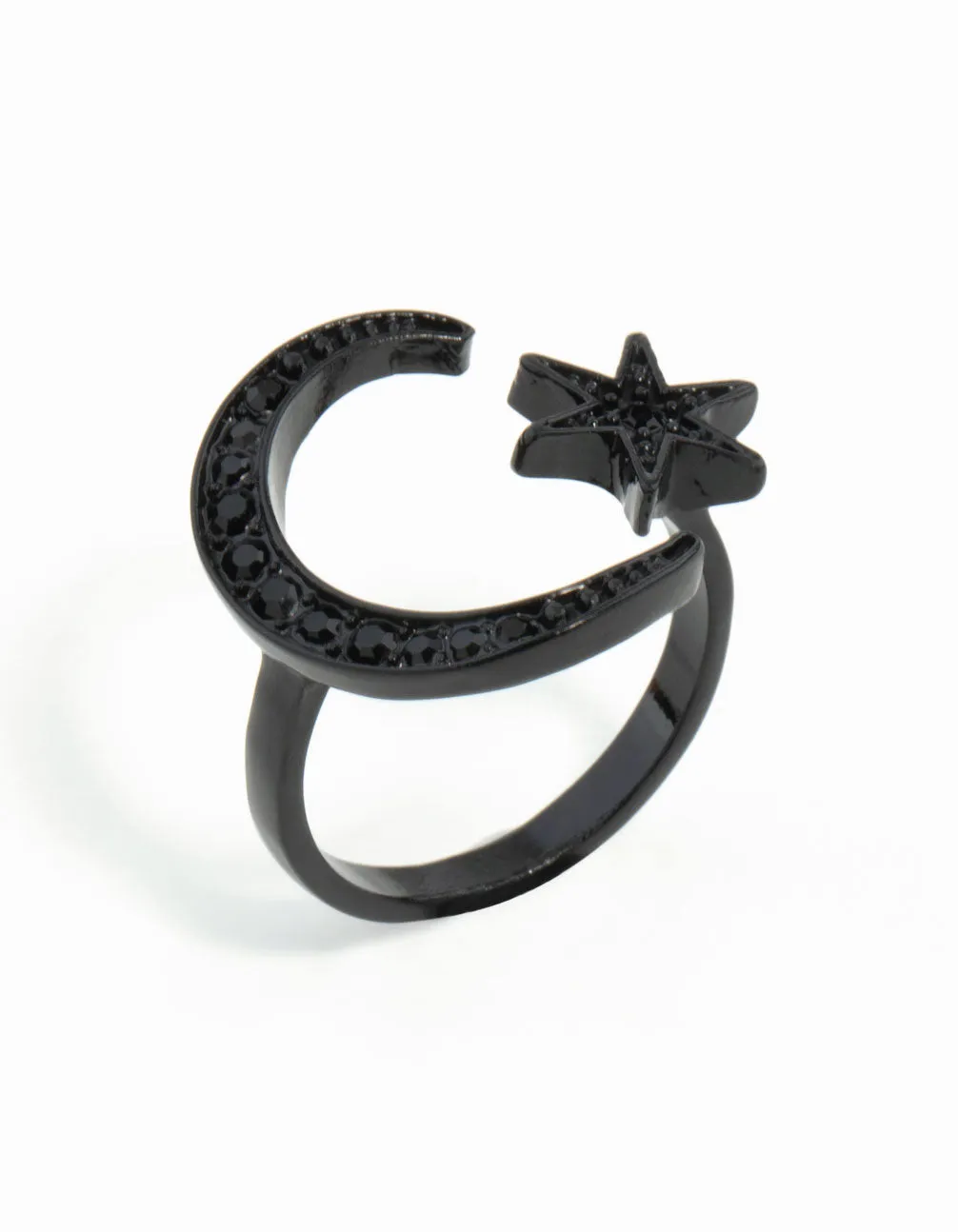 Black Star Moon Ring