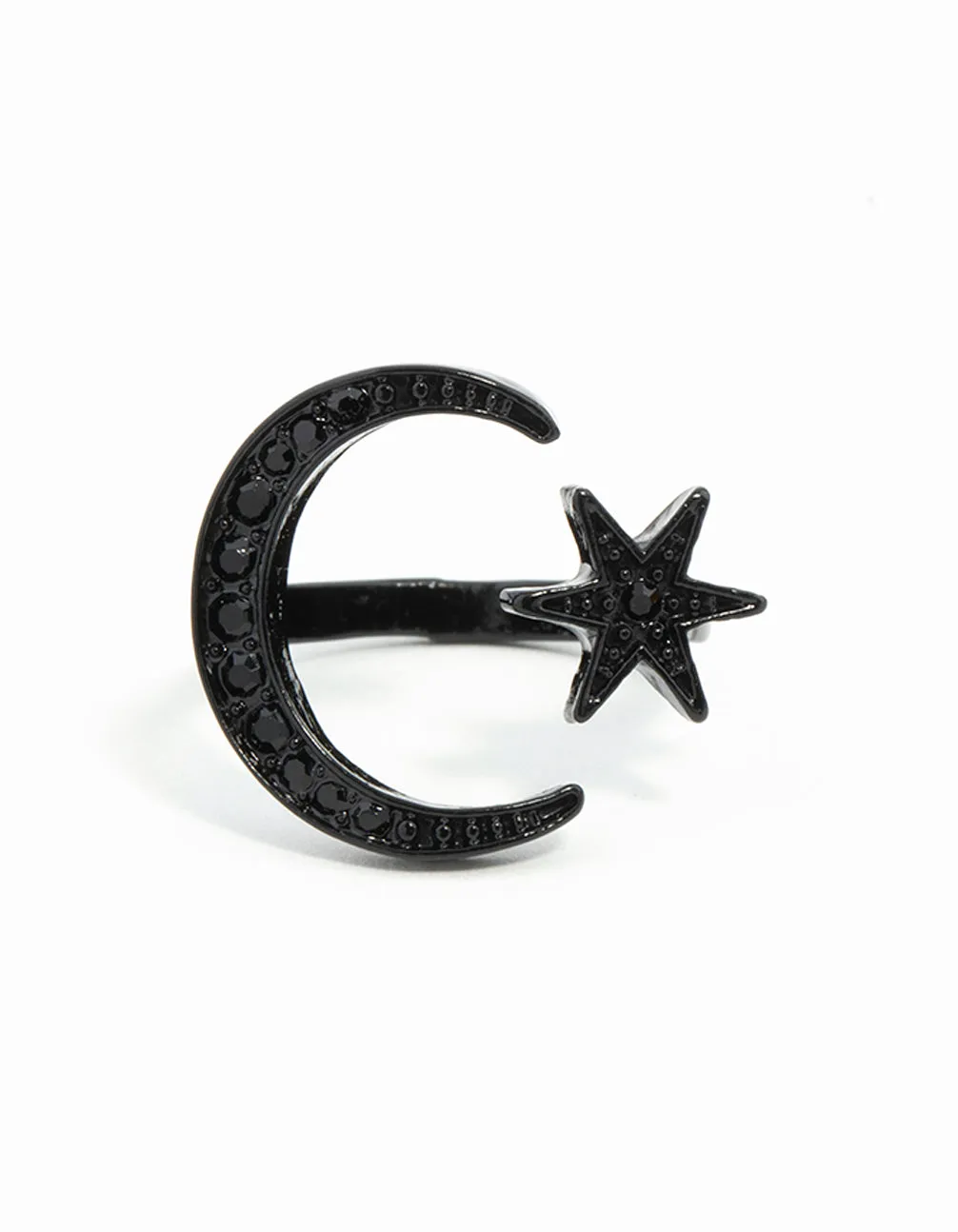 Black Star Moon Ring