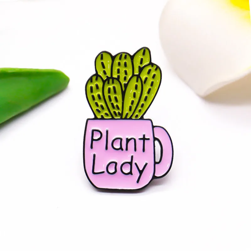 Cactus Potted Plant Lady Brooch