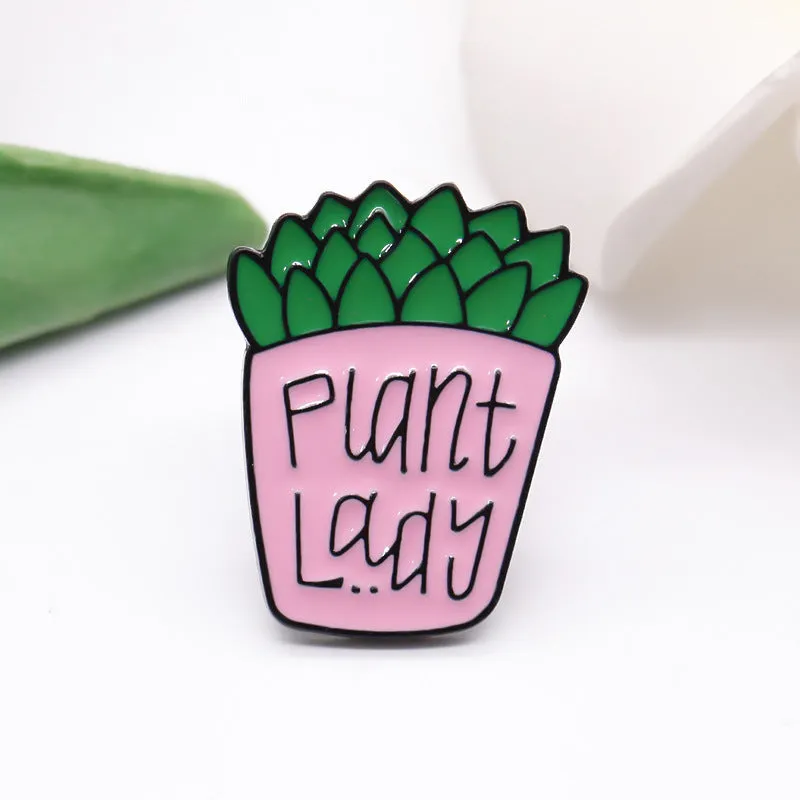 Cactus Potted Plant Lady Brooch