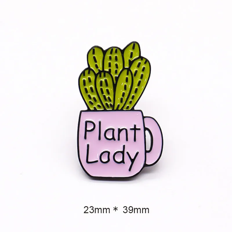 Cactus Potted Plant Lady Brooch