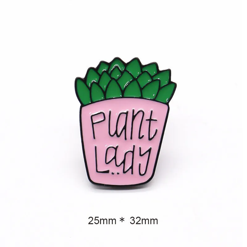 Cactus Potted Plant Lady Brooch