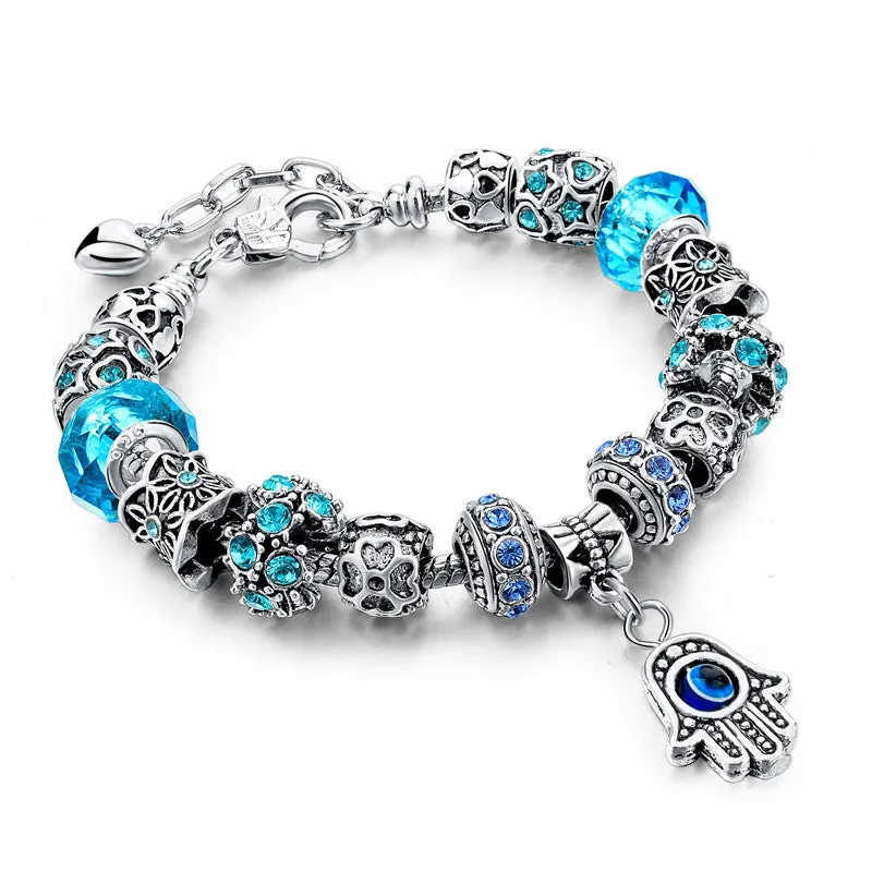 Charm Bracelets For Women Crystal Beads Evil Eye Bracelets & Bangles