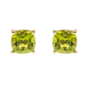 Chloe 14K Yellow Gold Cushion-Cut Manchurian Peridot Earring