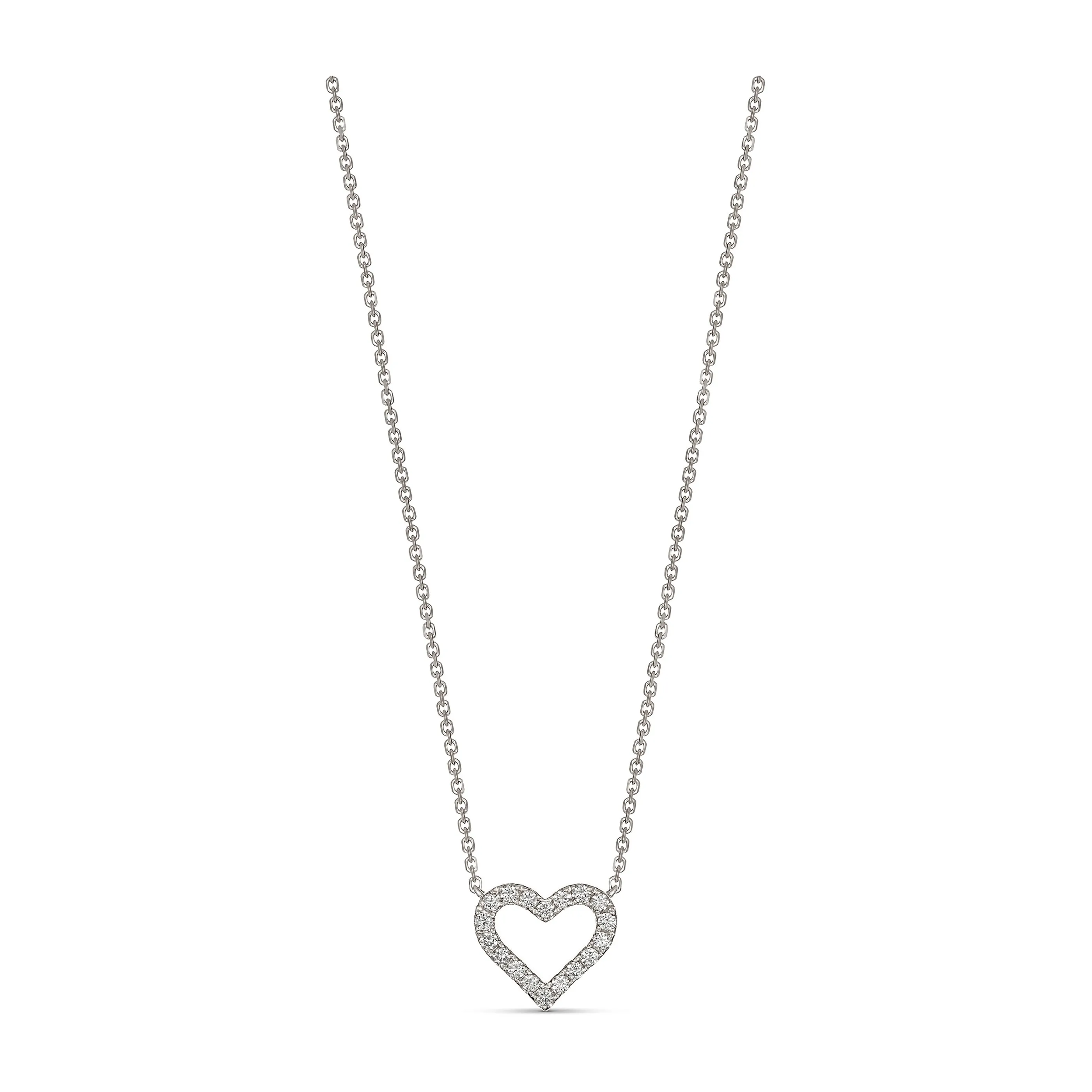 Classic Diamond Heart Necklace | White Gold