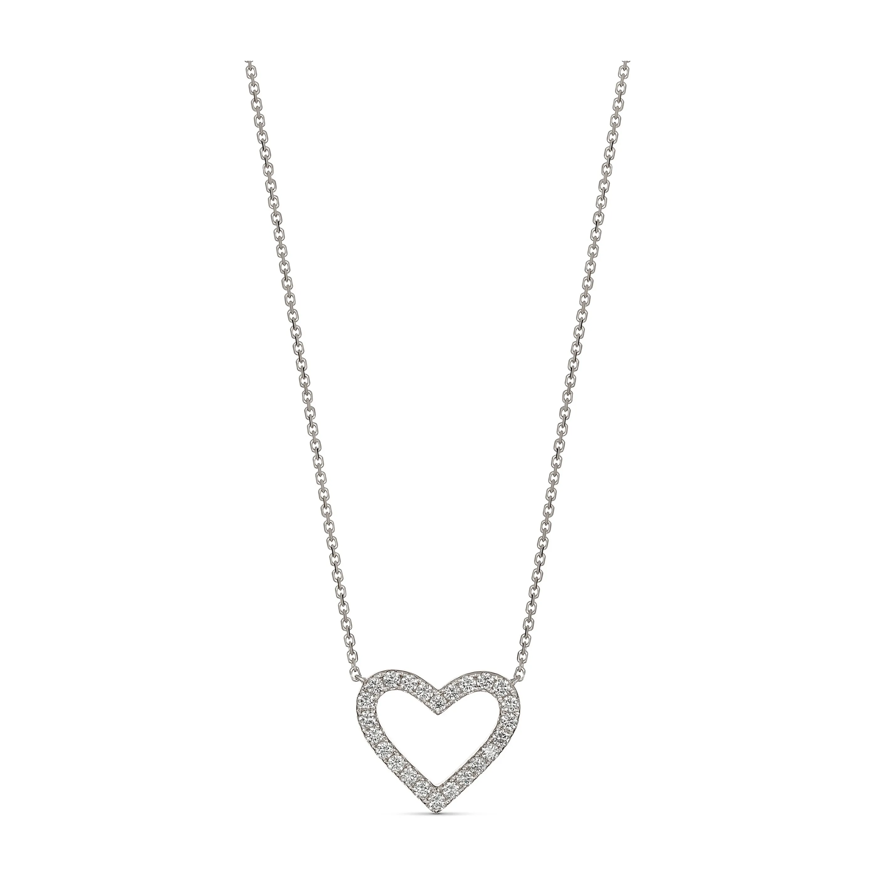 Classic Diamond Heart Necklace | White Gold