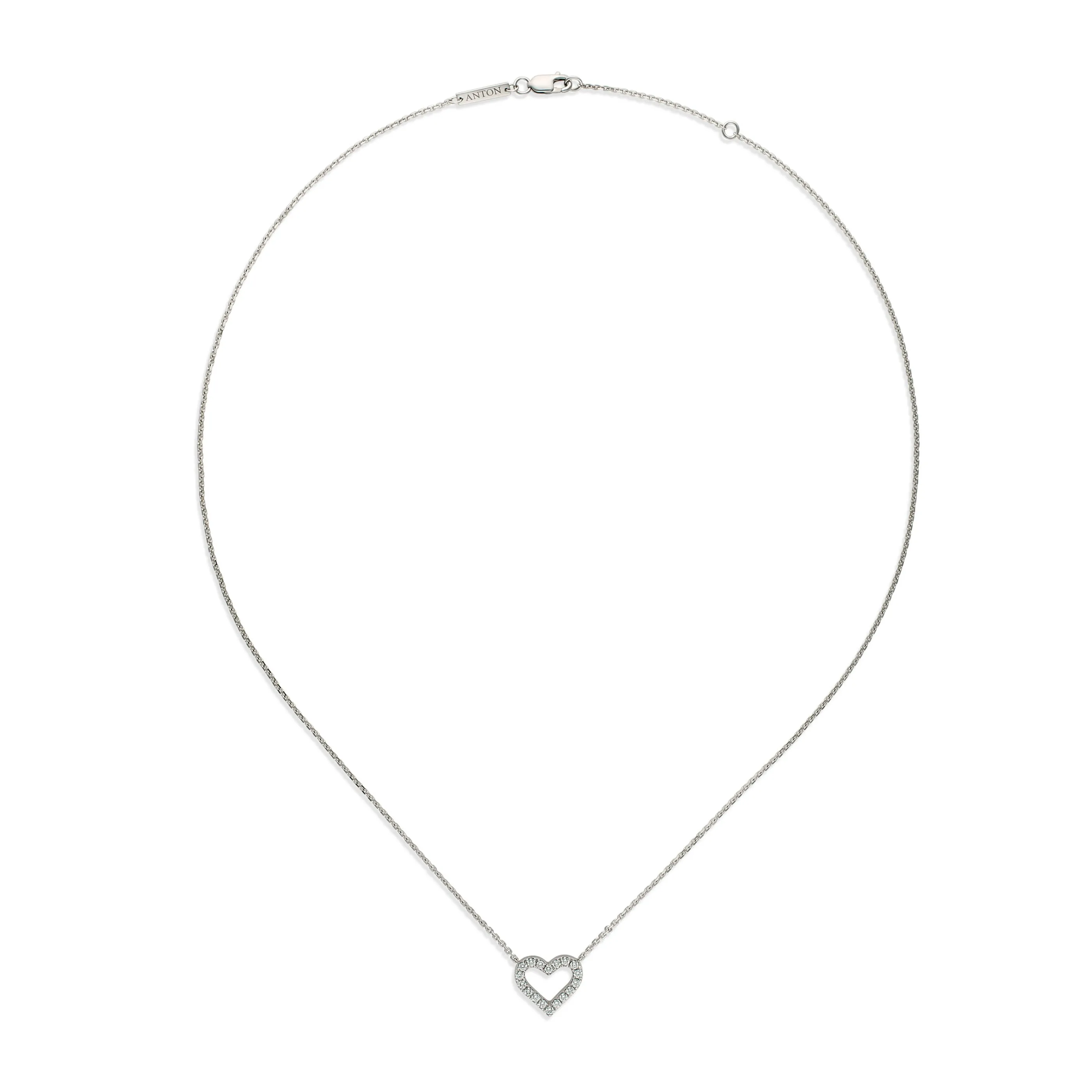 Classic Diamond Heart Necklace | White Gold