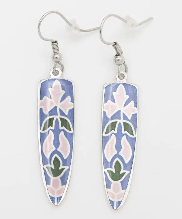 Cloisonne Inspired Floral Earrings