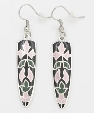 Cloisonne Inspired Floral Earrings