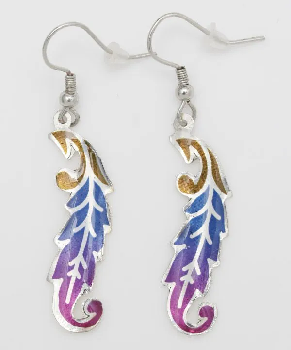 Cloisonne Inspired Leaf Earrings