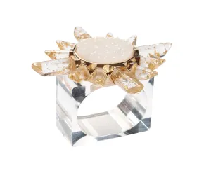 Coronet Napkin Ring in Gold & Crystal Set of 4 in a Gift Box by Kim Seybert