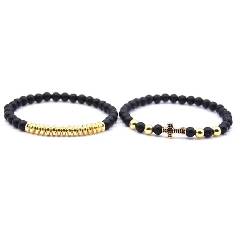 Cross Bead Bracelet <br> Gold Cross (2pcs)