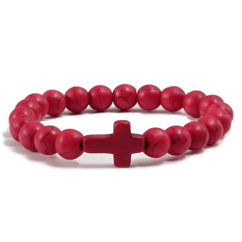 Cross Bead Bracelet <br> Red Cherry