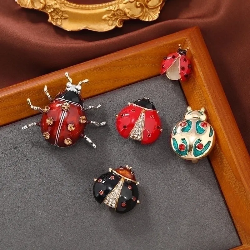 Cute Pin Beetles Alloy Plating Inlay Rhinestones Opal Unisex Brooches