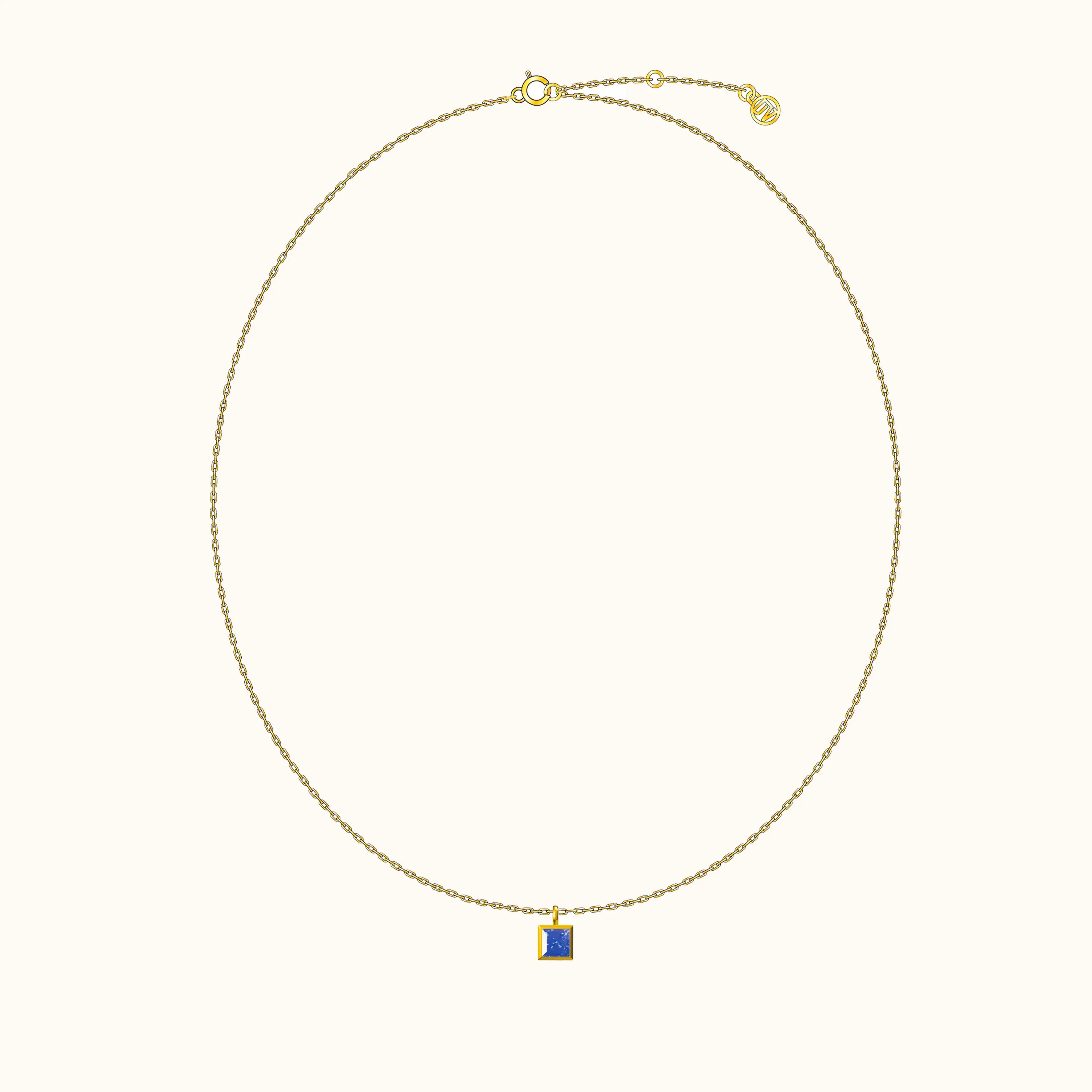 Dark Blue Square Pendant Necklace