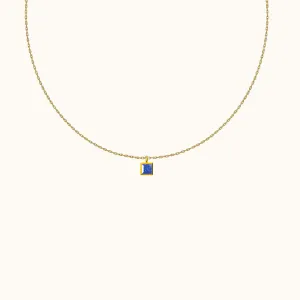 Dark Blue Square Pendant Necklace