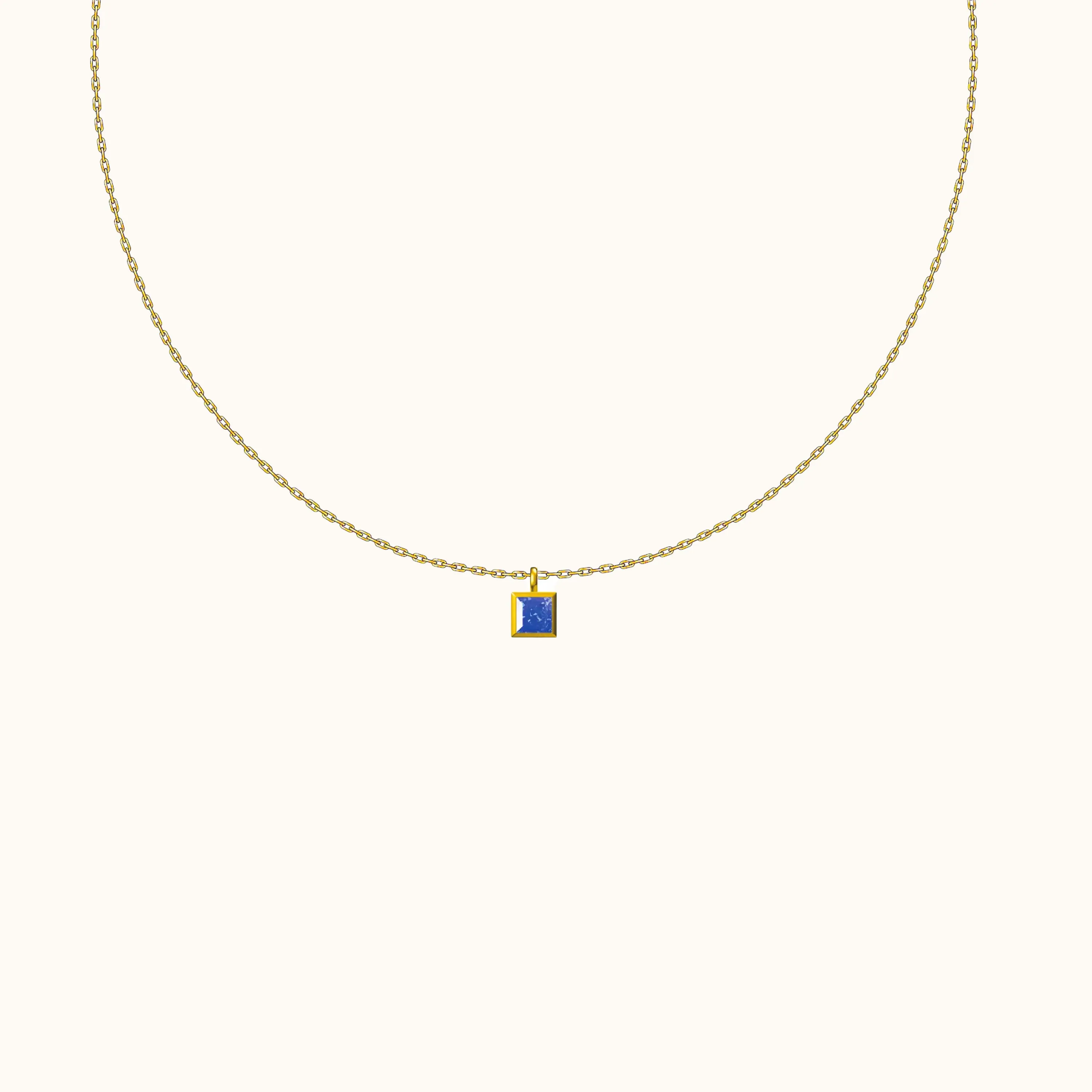 Dark Blue Square Pendant Necklace