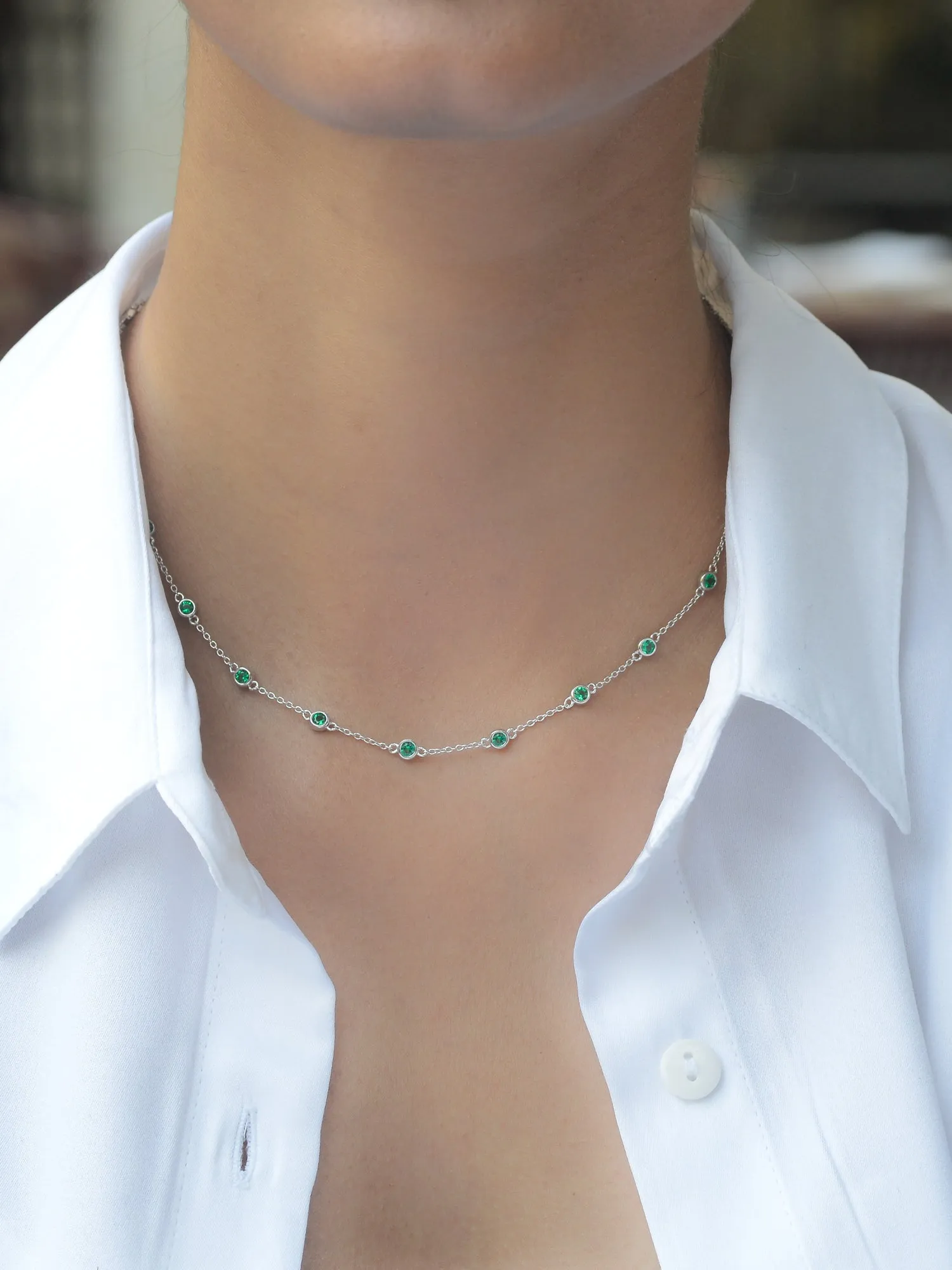 Deal Of The Month -  Solitaire Emerald Pure 925 Sterling Silver Necklace For Women