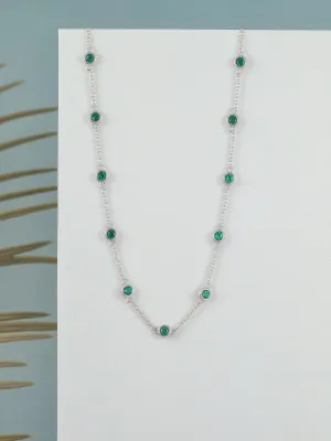 Deal Of The Month -  Solitaire Emerald Pure 925 Sterling Silver Necklace For Women