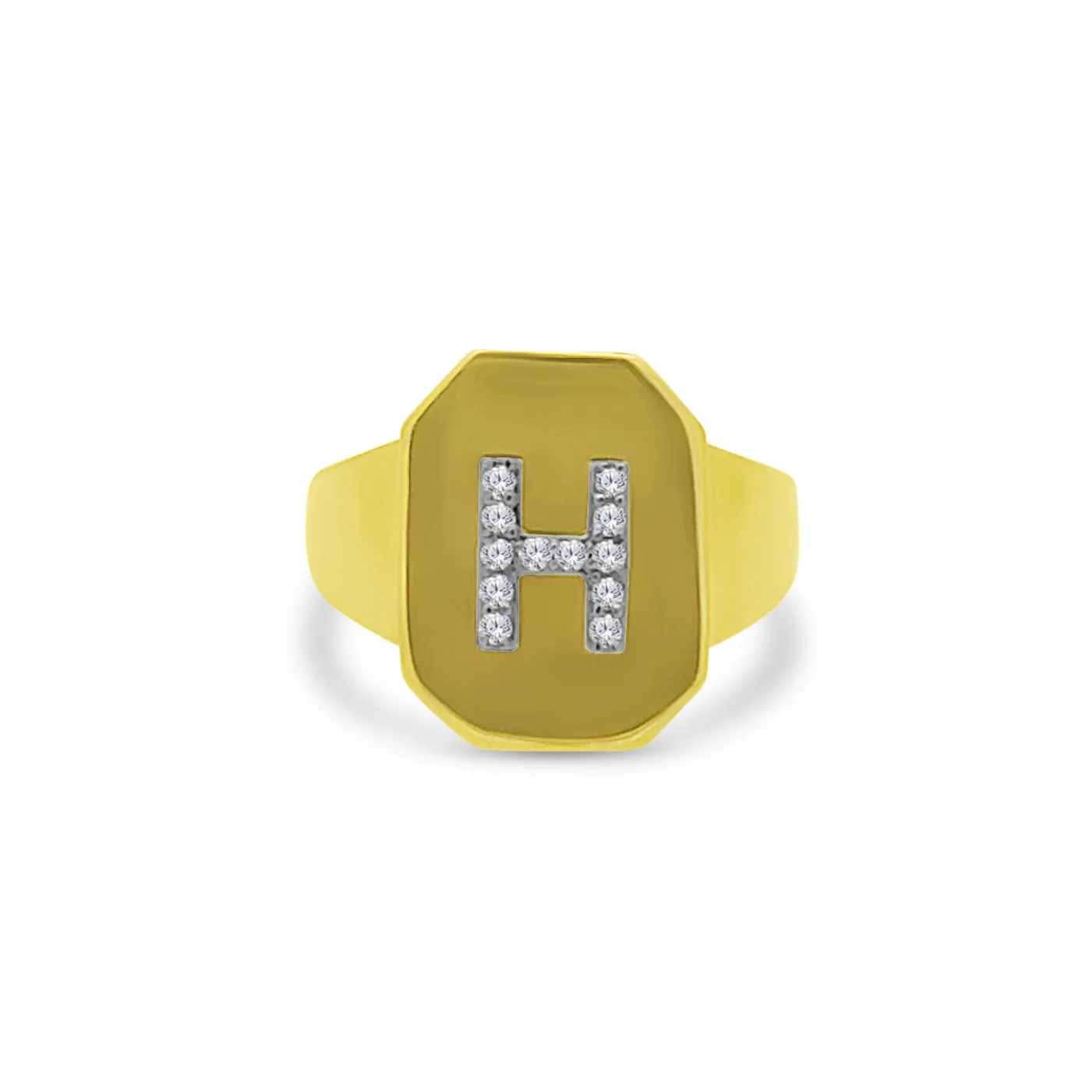 Diamond Initial Signet Ring