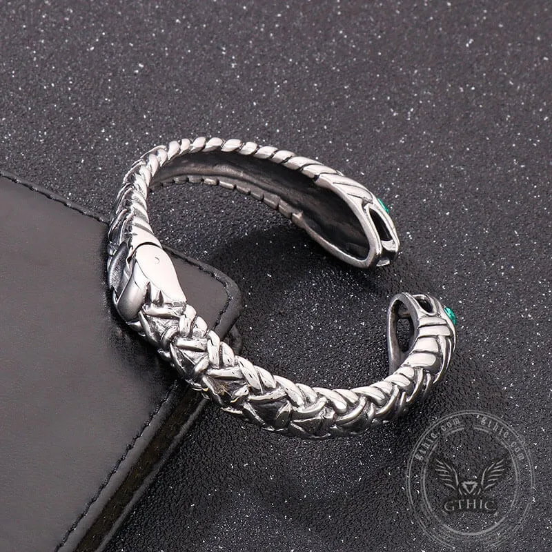 Double Headed Snake Stainless Steel Men's Open Bracelet